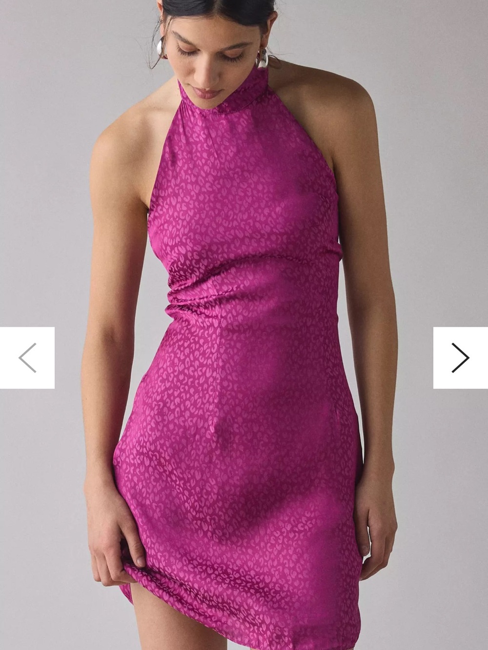 Glamorous Tonal Leopard Print Satin High-Neck Halter Mini Dress